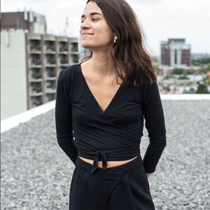 Slow Fashion Black Wrap Top